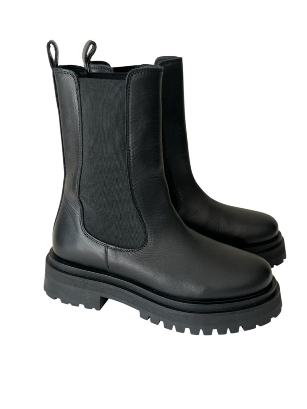 & other stories Chelsea leather ankle boots black NEW 38 US7 - Picture 4 of 12